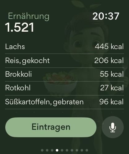 Apple Watch: area Nutrisi — makanan hari ini beserta kalorinya